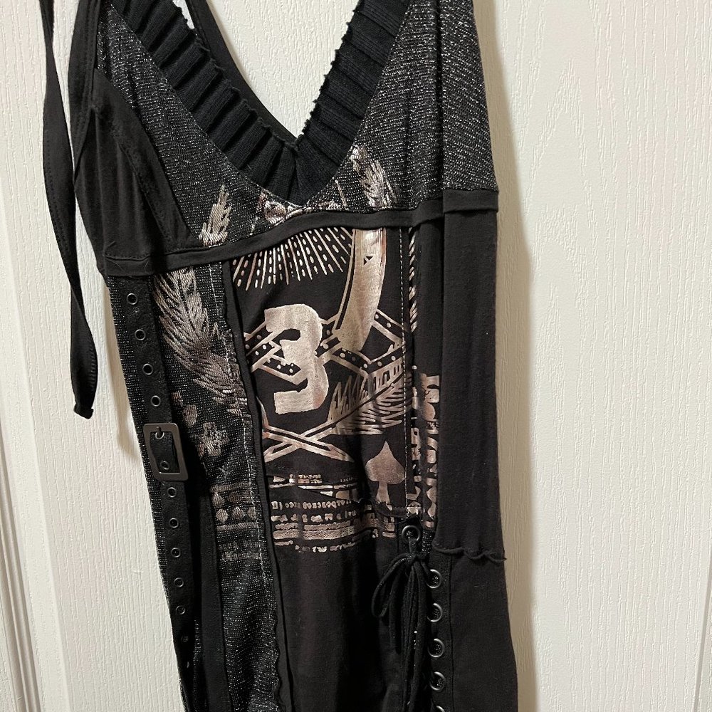 Salvage Brand Spaghetti Strap Corset Tunic Top Black. Size Small.